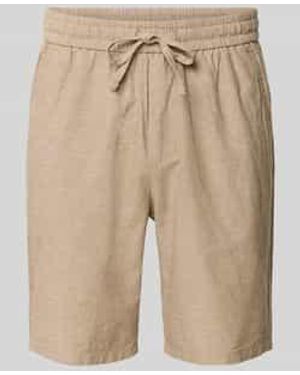 Only & Sons Regular Fit Bermuda Van Mix Van Katoen En Linnen Model 'Linus' - Naturel