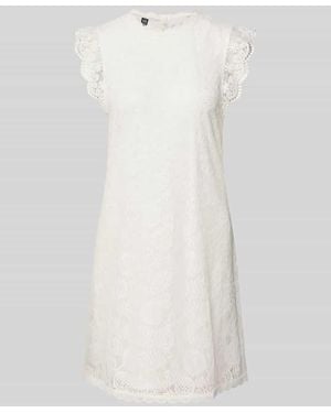 Pieces Gerade geschnittenes Cocktailkleid aus Spitze Modell 'COLLINE' - Weiß