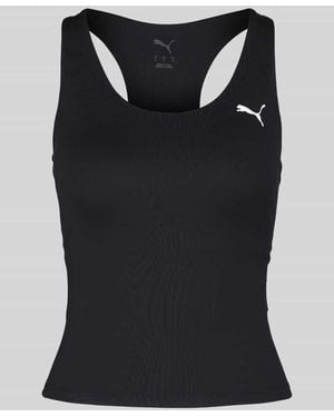 PUMA Slim Fit Sport-Top mit Logo-Print - Schwarz