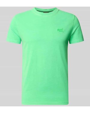 Superdry T-Shirt mit Rundhalsausschnitt und Label-Stitching - Grün