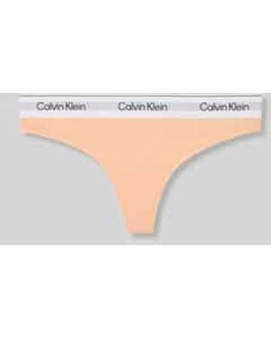 Calvin Klein String Van Katoenmix Met Logo - Grijs