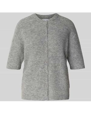 Samsøe & Samsøe Strickjacke aus Woll-Mix mit 1/2-Arm Modell 'Saanoura' - Grau