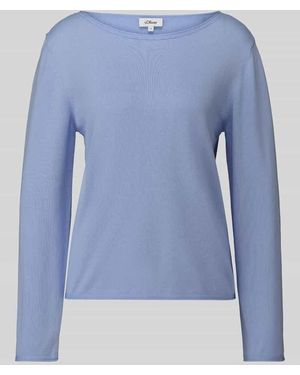 S.oliver Regular Fit Pullover aus Baumwoll-Viskose-Mix - Blau