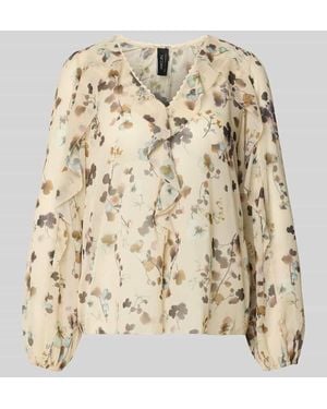 Marc Cain Bluse im Allover-Look mit Volants - Natur