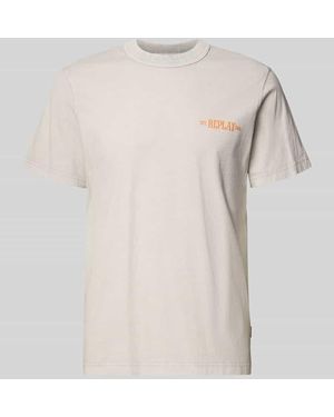 Replay Regular Fit T-Shirt mit Logo-Print - Natur