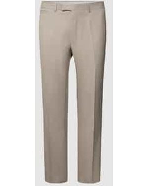 Strellson Slim Fit Pantalon Met Persplooien - Naturel