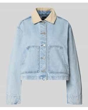 Gap Kort Jeansjack Met Platte Kraag - Blauw
