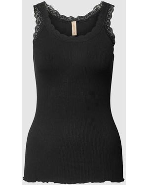 Soya Concept Top mit Spitzenbesatz Modell 'Sarona' - Schwarz