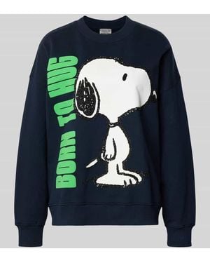 Essentiel Antwerp Loose Fit Sweatshirt aus reiner Baumwolle Modell 'JUMBRELLA EMBO' - Blau