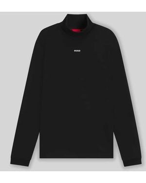 HUGO Regular Fit Rollkragenpullover aus reiner Baumwolle Modell 'DAPOROLLO' - Schwarz