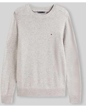 Tommy Hilfiger Regular Fit Pullover aus Lammwoll-Mix - Weiß
