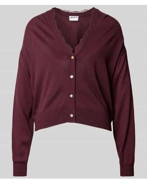 Jake*s Boxy Fit Strickjacke mit Leinen-Anteil - Rot