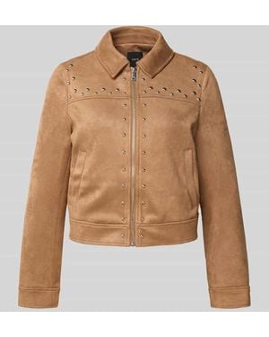 Zero Jacke in Leder-Optik mit Nietenbesatz - Natur