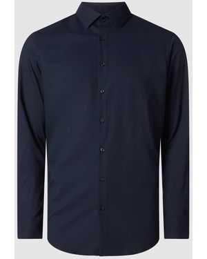 Jake*s Slim Fit Business-Hemd Mit Knopfleiste - Blau