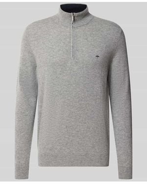 Fynch-Hatton Regular Fit Troyer aus Woll-Kaschmir-Mix - Grau