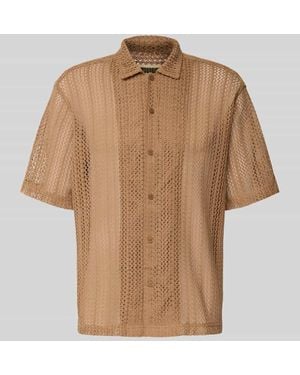 Woodbird Relaxed Fit Freizeithemd mit Pointelle-Muster - Natur