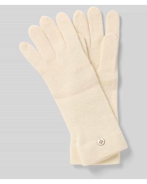 Fraas Kaschmirhandschuhe mit Label-Applikation - Natur