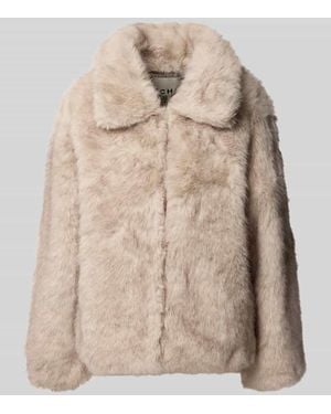 Ichi Relaxed Fit Jacke aus Kunstfell Modell 'AYANA' - Natur