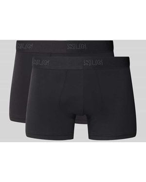 SLG Trunks mit elastischem Logo-Bund im 2er-Pack - Blau