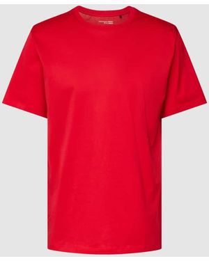 Schiesser Relaxed Fit T-Shirt Mit Geripptem Rundhalsausschnitt - Rot