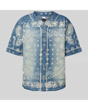 Karlkani Freizeithemd mit Label-Stitching - Blau