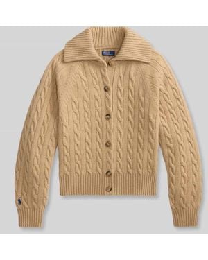 Polo Ralph Lauren Strickjacke aus Wolle Kaschmir mit Kragen - Natur