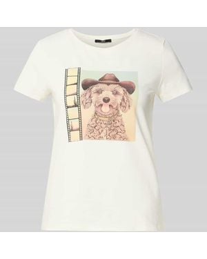 Zero T-Shirt mit Strasssteinbesatz und Rundhalsausschnitt - Natur