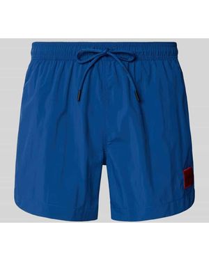 HUGO Badeshorts mit Label-Patch Modell 'DOMINICA' - Blau