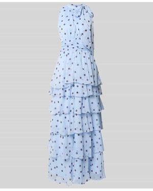 Neo Noir Abendkleid mit Rüschenbesatz Modell 'Marli' - Blau