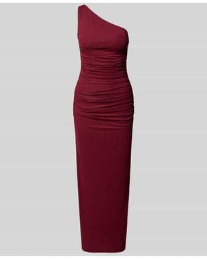 TROYDEN COLLECTION Abendkleid mit asymmetrischem Ausschnitt und Raffungen - Rot