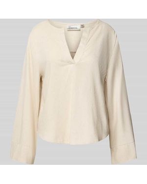 My Essential Wardrobe Blusenshirt mit V-Ausschnitt Modell 'Dias' - Natur