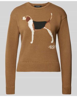 Ralph Lauren Strickpullover Mit Motiv-Stitching Modell 'Riednee' - Braun
