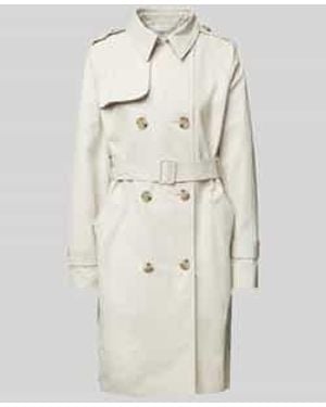 S.oliver Slim Fit Trenchcoat Van Katoenmix Met Gestreepte Voering - Naturel
