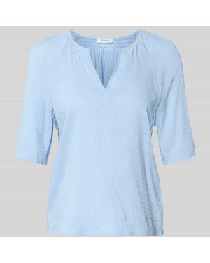 S.oliver Relaxed Fit Kurzarmbluse aus Viskose-Mix - Blau