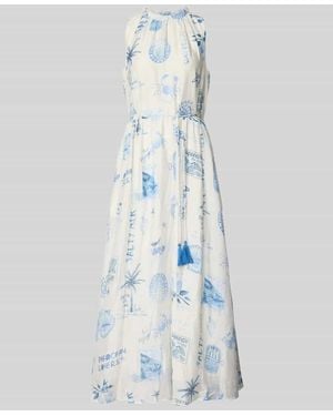 Ouí Maxikleid mit Bindegürtel und Schlüselloch-Ausschnitt - Weiß