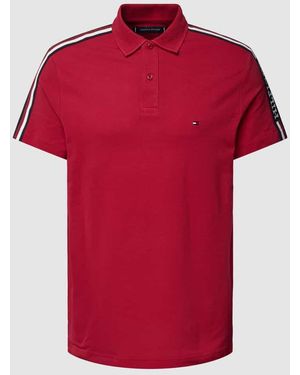 Tommy Hilfiger Regular Fit Poloshirt mit Kontraststreifen - Rot