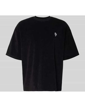 Review T-Shirt mit geripptem Rundhalsausschnitt - Schwarz