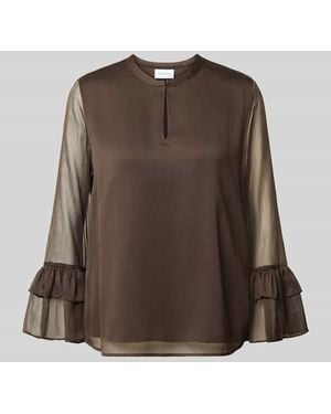 Comma, Bluse mit Volant-Ärmeln - Braun
