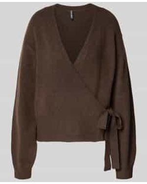 Pieces Regular Fit Gebreid Jack Met Wol, Model 'Malou' - Bruin