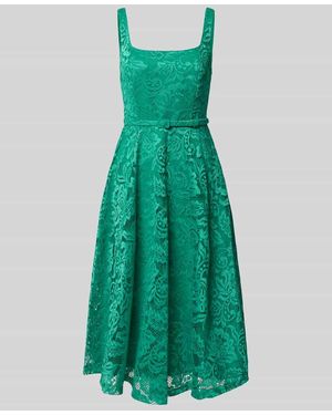 Rinascimento Knielanges Kleid mit Allover-Spitzen-Besatz - Grün