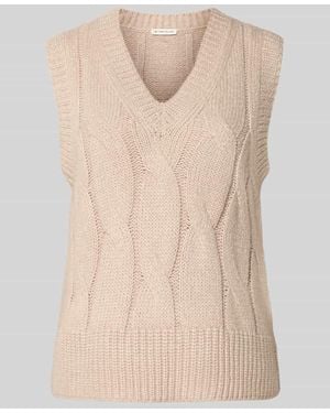 Tom Tailor Regular Fit Pullunder aus Baumwoll-Mix mit Woll-Anteil - Natur