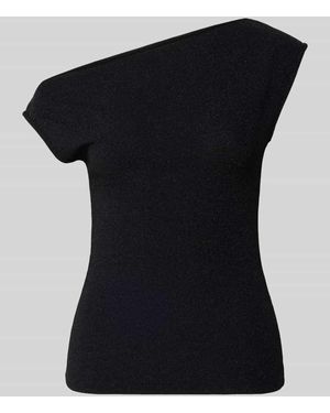 SELECTED Blusentop aus Silber mit One Shoulder - Schwarz