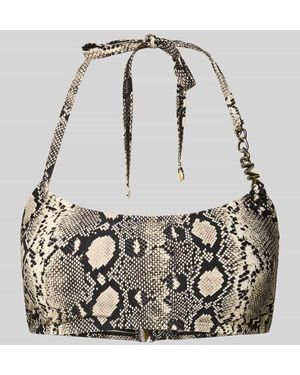 Michael Kors Bikini-Oberteil mit Logo Chain Strap Modell 'BOHO PYTHON' - Mettallic