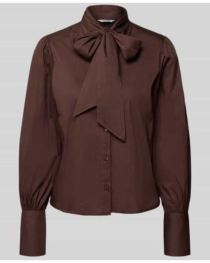 B.Young Regular Fit Schluppenbluse mit Stehkragen Modell 'IDOL BOW SHIRT' - Braun