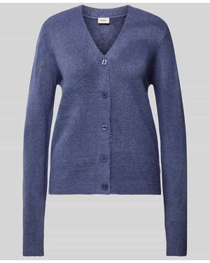 Fransa Strickjacke Mit Gerippten Abschlüssen Modell 'Rellis' - Blau