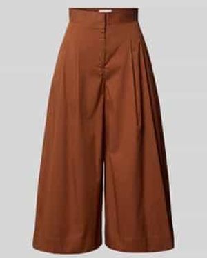Stefanel Wide Leg Stoffen Broek Met Rimpelingen - Bruin