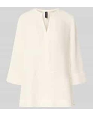 Marc Cain Regular Fit Blouse Met V-Hals En 3/4-Mouw - Naturel