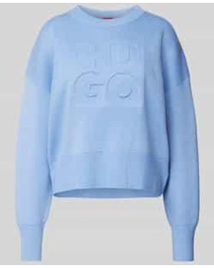 HUGO Gebreide Pullover Met Extra Brede Schouders - Blauw