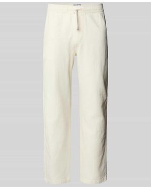 JAKE*S STUDIO MEN Straight Leg Stoffhose mit Strukturmuster - Weiß