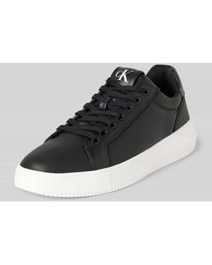 Calvin Klein Ledersneaker mit Label-Print Modell 'CHUNKY CUPSOLE CLEANLOW' - Schwarz